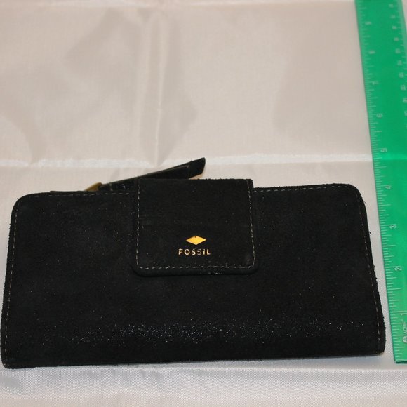 Black suede Fossil wallet - Picture 2 of 4